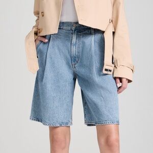 Agolde Ellis Wide Leg Light Blue Denim Trouser Jean Shorts in Baffle Blue 31